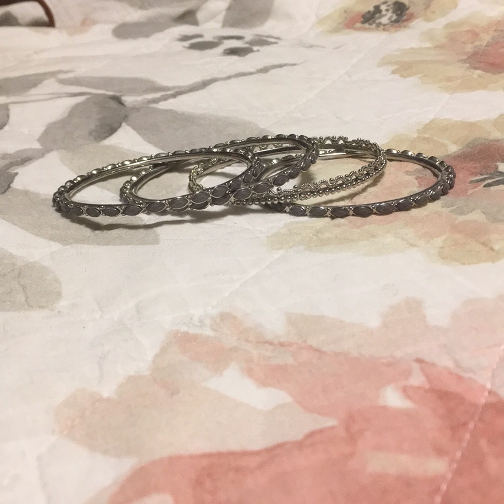 Lavender/grey and silver bangles